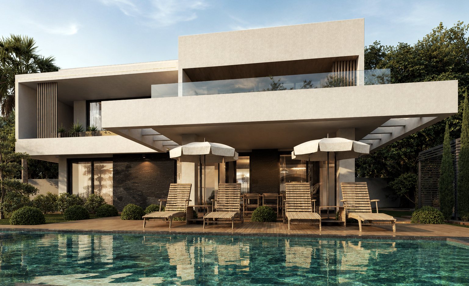 Villa projesi, akşam görünümü